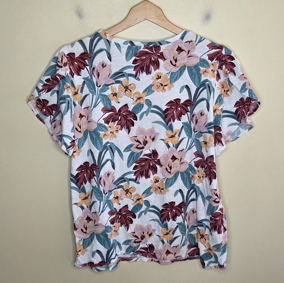 Loft | Vintage Soft Floral Tulip Short Sleeve Tee Size Large 100% Cotton - Picture 7 of 8